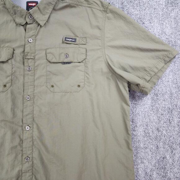 Wrangler Shirt Mens XL Green Short Sleeve Regular Fit Button Down Hiking Pockets - Picture 15 of 16